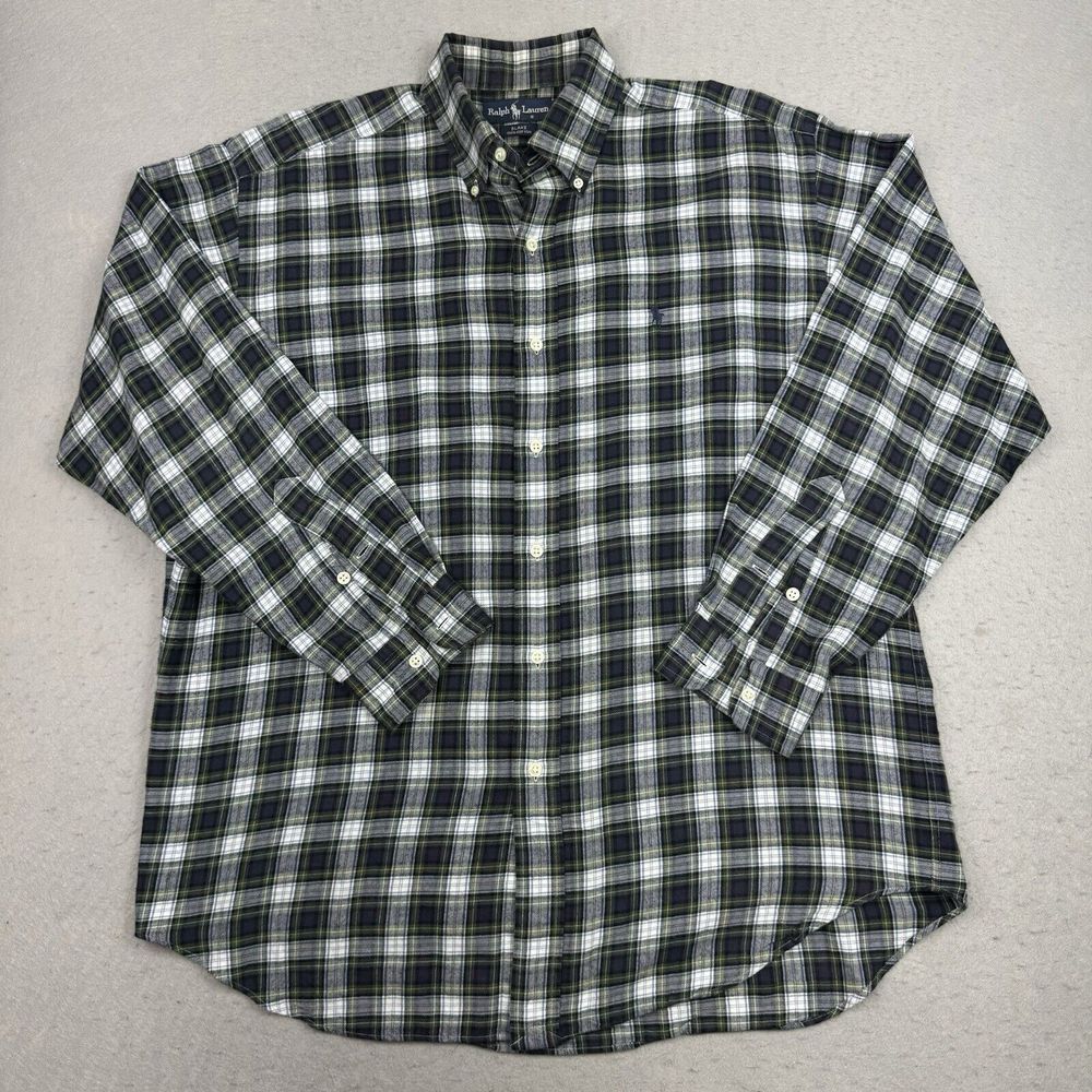 Ralph Lauren Flannel Shirt Mens Medium Lightweight Blake Plaid Button Down